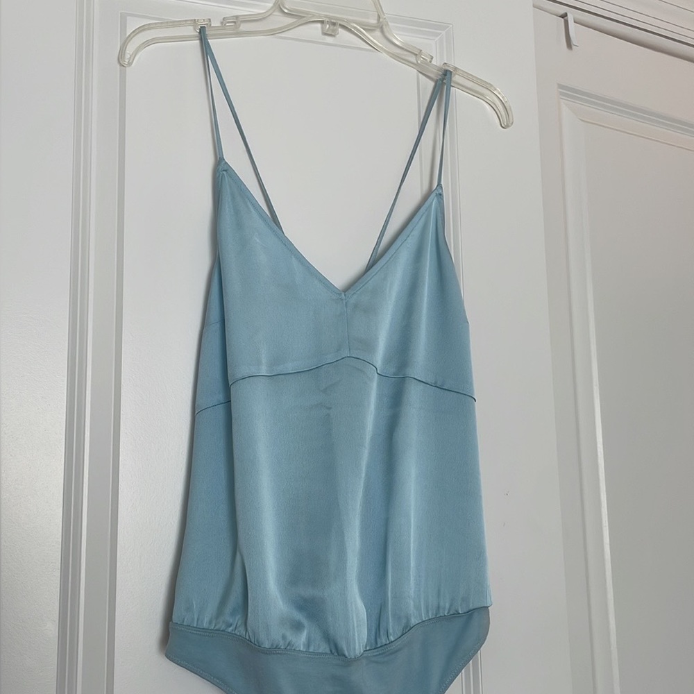 NWT Abercrombie & Fitch Blue Satin Bodysuit